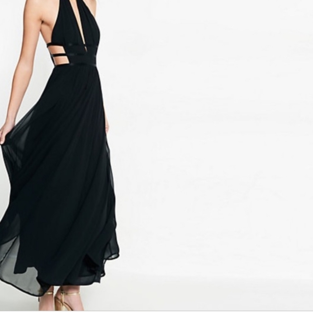Strappy Cut Out Plunge Maxi Dress